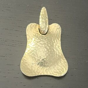 Vintage Kramer Hammered Metal Necklace Pendant Gold Tone‎ Brutalist Mod 2 1/8"